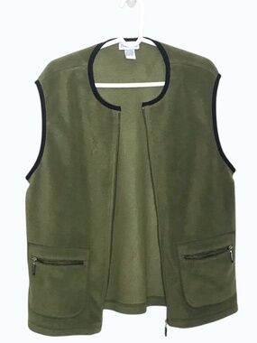 Dallaird Green Fleece Vest Zip Up Sleeveless Outdoor Casual Size M